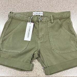 Étienne Marcel Mid Rise Denim Shorts, Size 26, Olive Green, NWT!